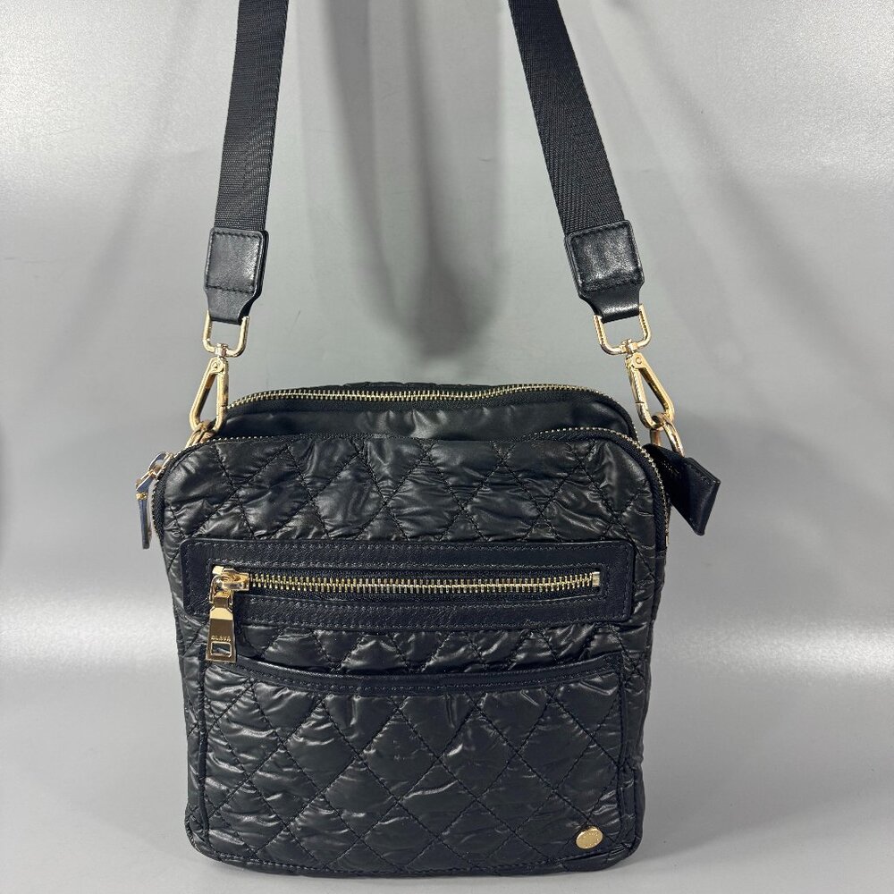 Clava Black Square Quilted Crossbody Bag